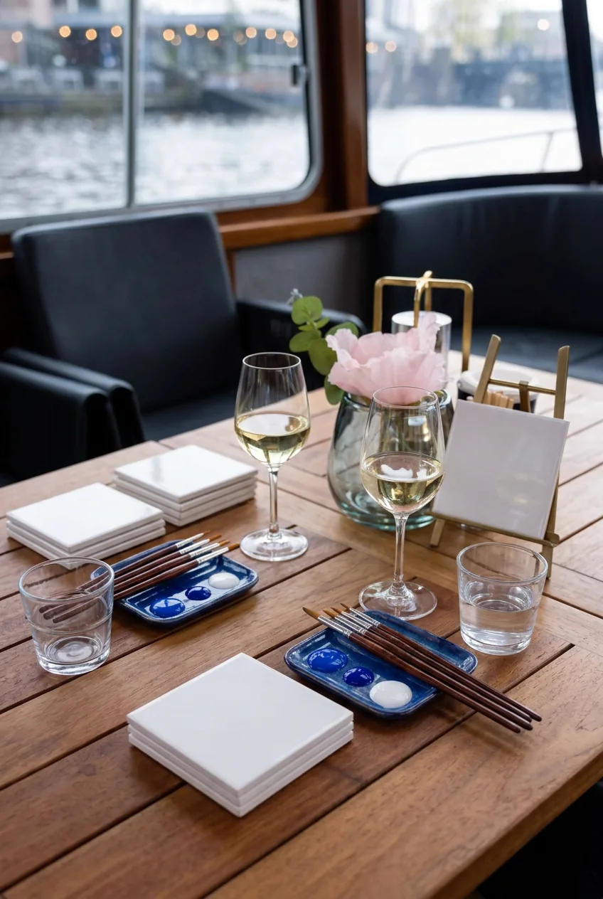 Delft Blue Sip & Paint on a boat: paint your own tile