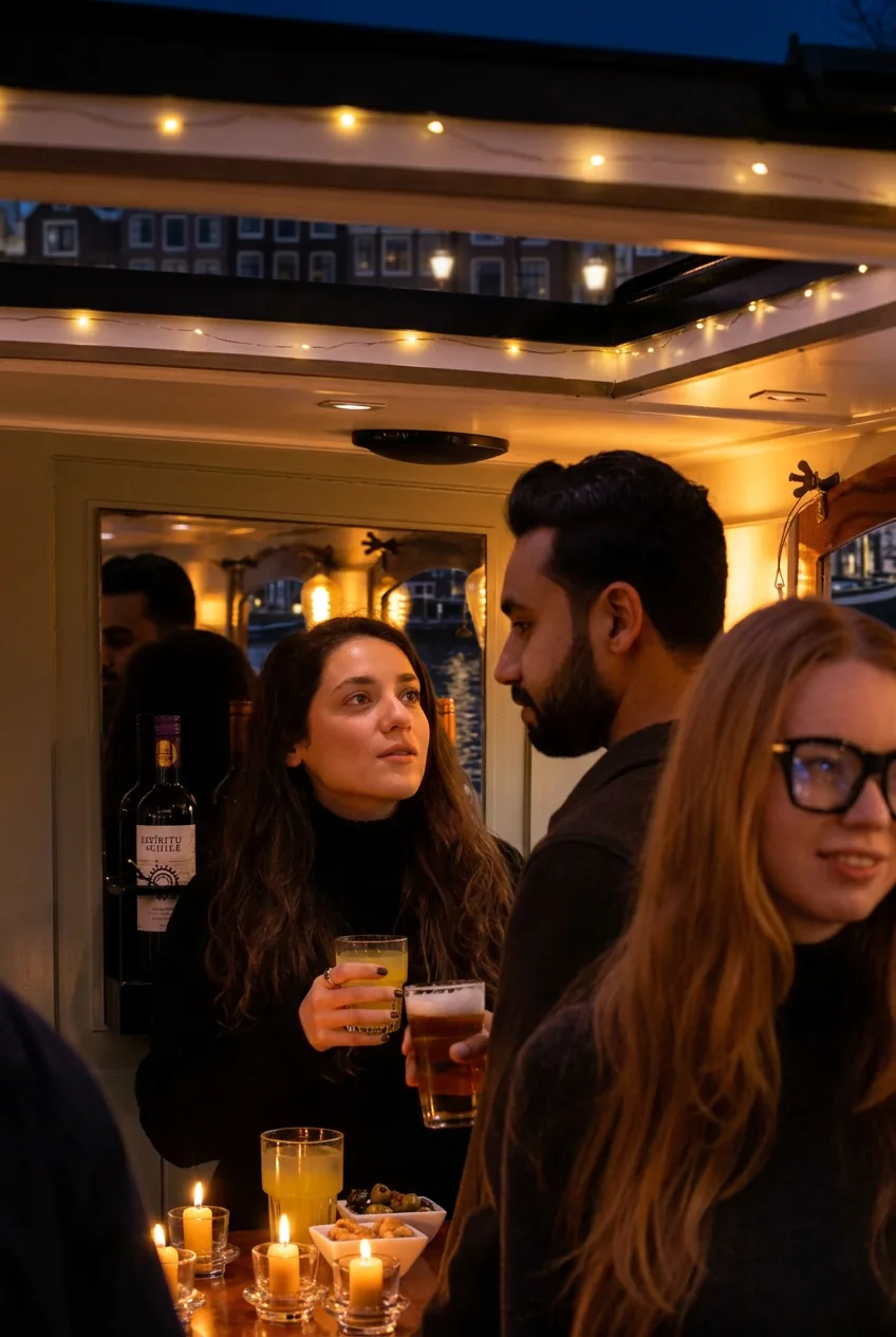 Candlelit storytelling on a saloon boat